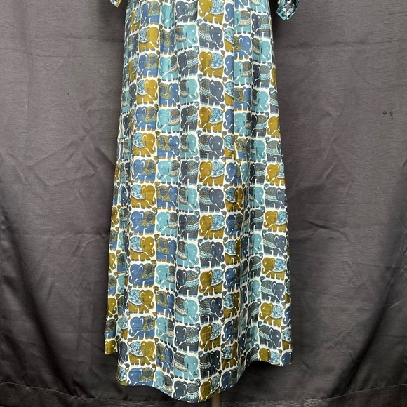 Vintage Betty Thai Silk Elephant Print Maxi Dress Belted - Picture 2 of 8